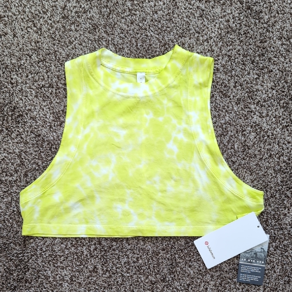 Lululemon Yellow Tie-Dye Crop Tank Top NEW Size 4